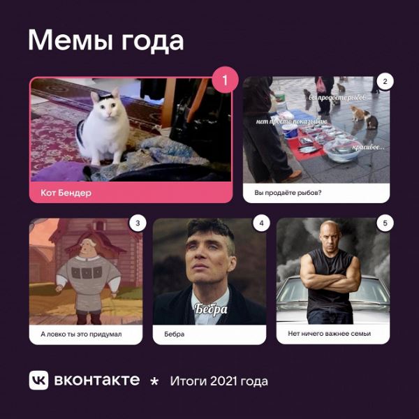 От кота Бендера до Евгения Понасенкова: пользователи выбрали лучшие мемы 2021 года